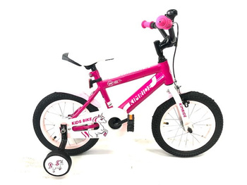 ROWER 14 RÓZOWY KOŁA BOCZNE DZWONEK